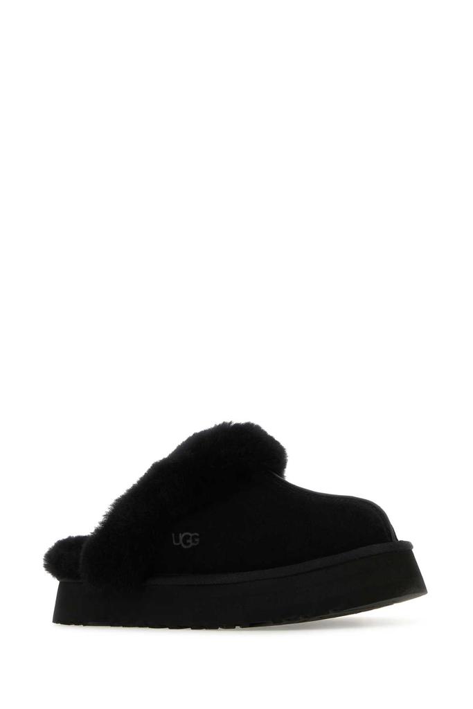 UGG Black Suede Disquette Slippers