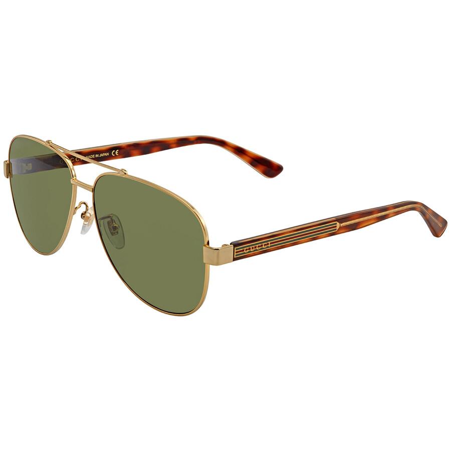 Gucci Green Pilot Men's Sunglasses GG0528S 009 63