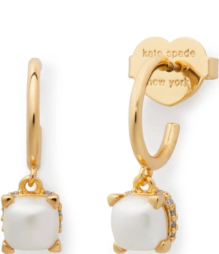 Little Luxuries Huggie Hoop Drop Earrings In Pearl – On Sale Now