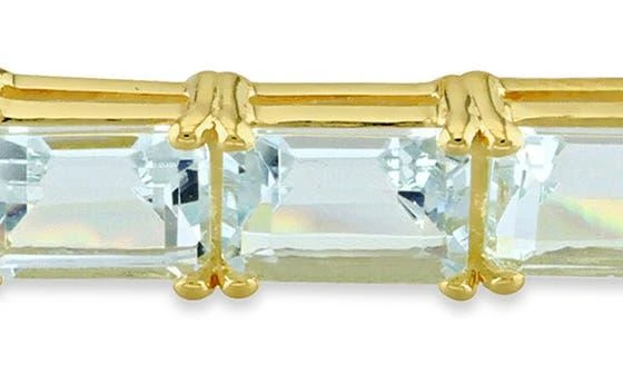 DELMAR Baguette Cut Aquamarine Curb Chain Bracelet 6