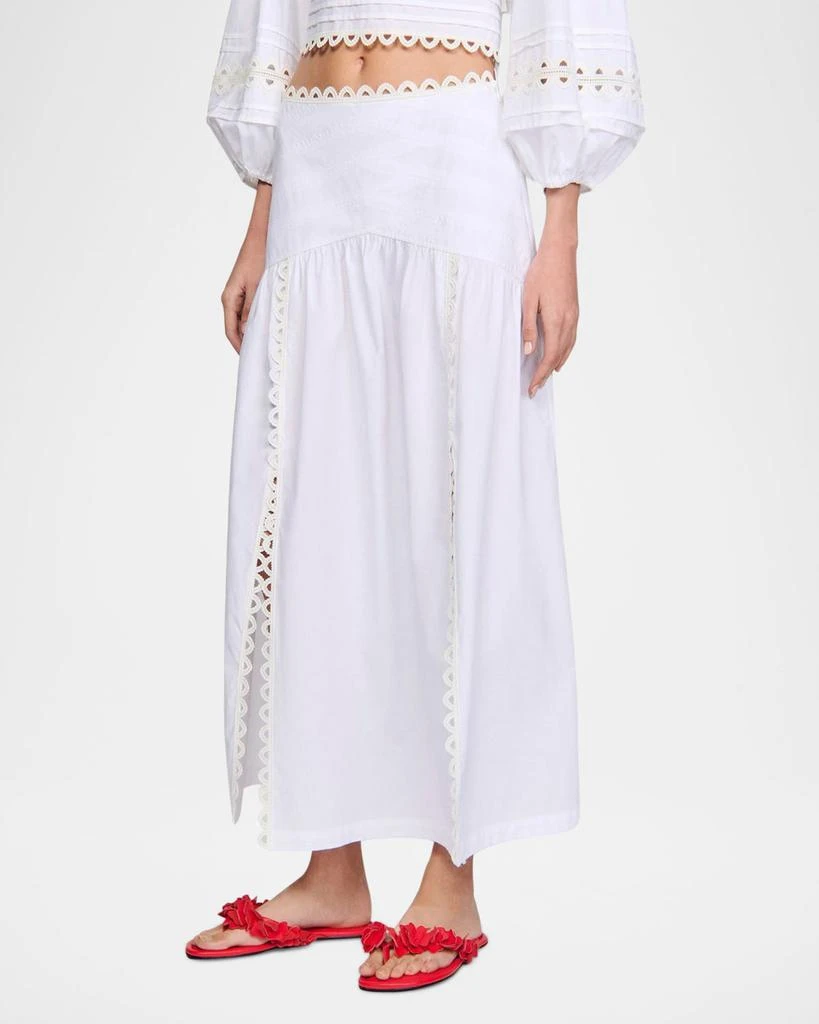 Sandro Chica Embroidered Cotton Midi Skirt 4