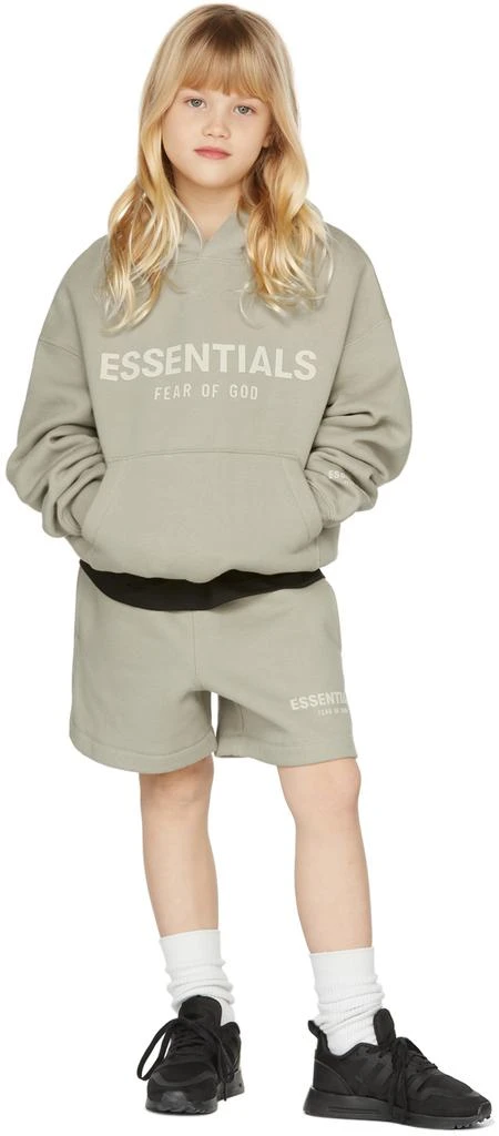 Essentials Kids Green Fleece Logo Shorts 1