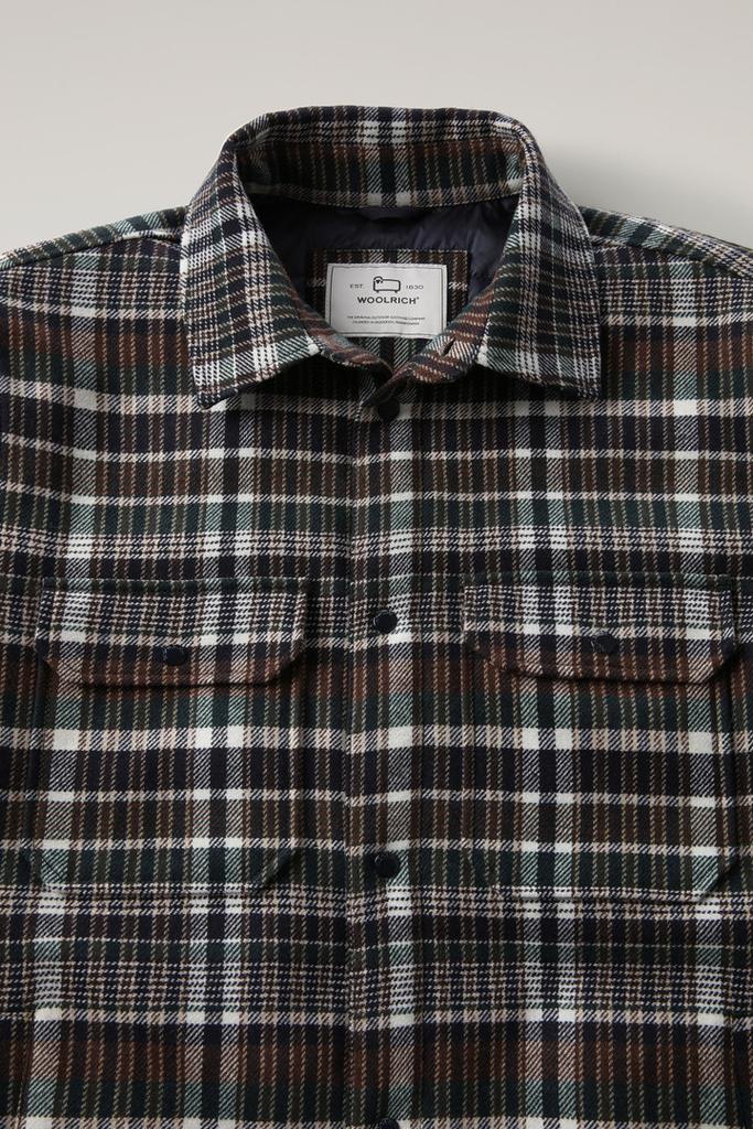 Woolrich Alaskan Padded Check Overshirt in Recycled Italian Wool Blend - Men - Red