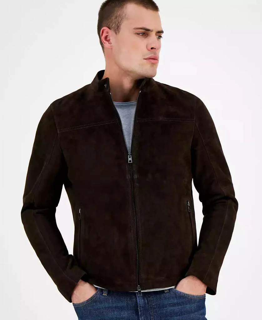 Michael Kors Men's Suede Racer Jacket, Created for Macy's 4