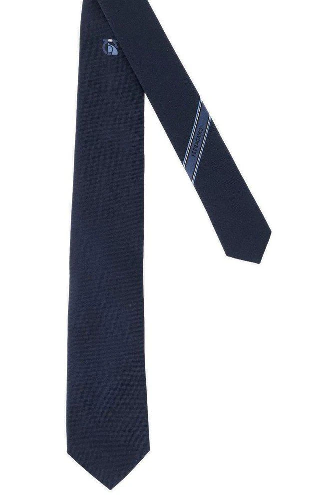 Salvatore Ferragamo Ferragamo Logo Embroidered Pointed Tip Tie 1