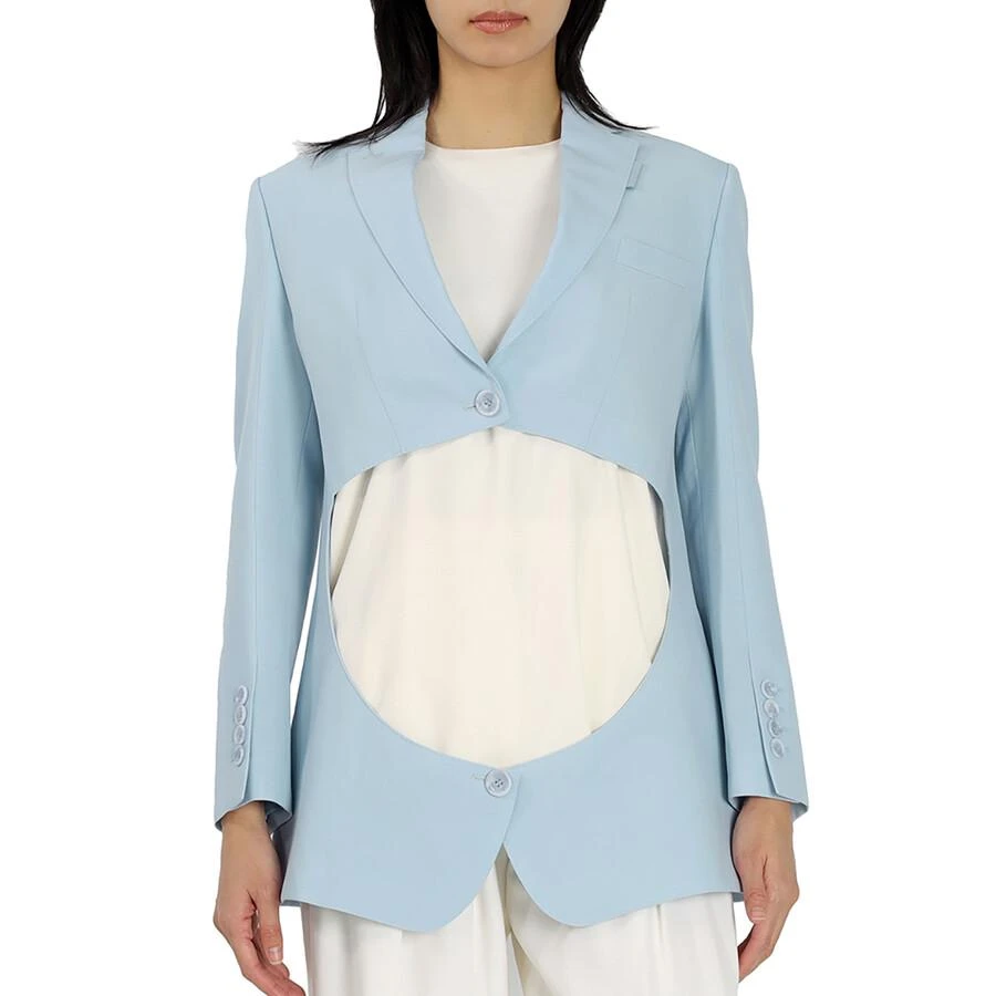 Burberry Ladies Pale Blue Wool Step-through Blazer 1