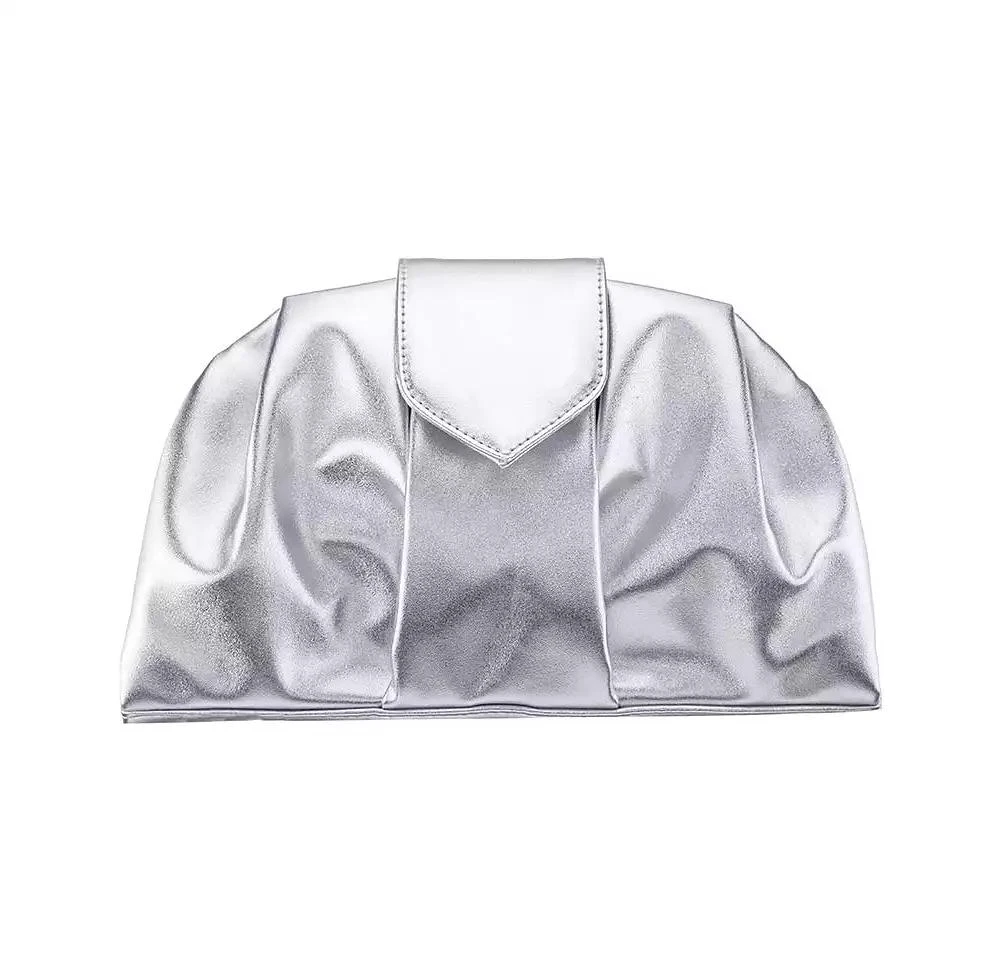 Nina Pleated Metallic Soft Clutch 1
