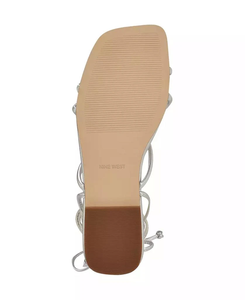 Nine West Women's Mikila Strappy Lace Up Flat Sandals 5