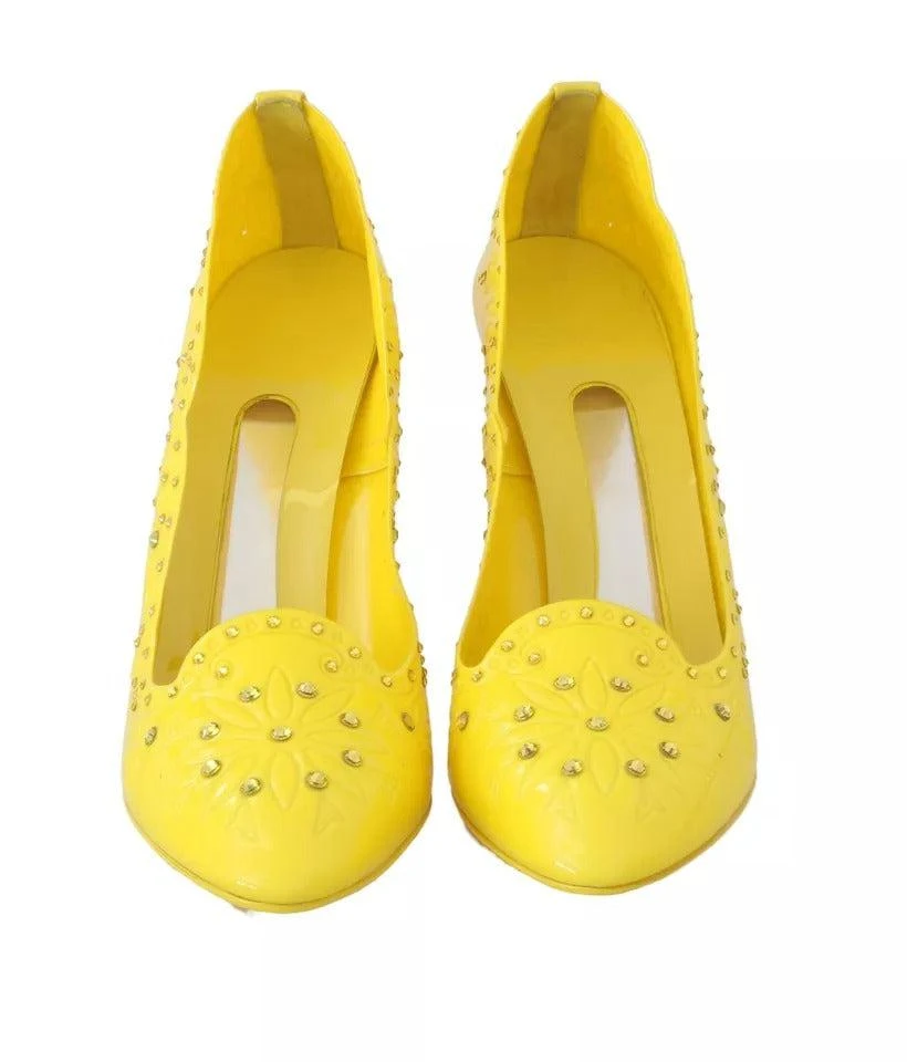 Dolce & Gabbana Dolce & Gabbana Yellow Crystal Heels CINDERELLA Shoes 6