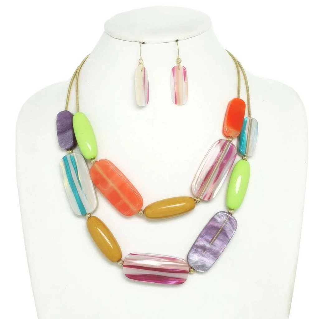 TRUEDAMES Multi Strand Natural Gemstone Beaded Necklace Set