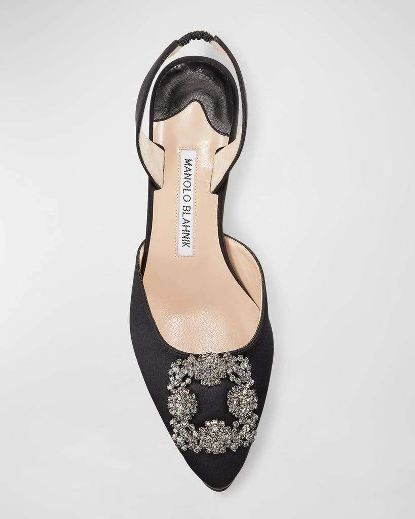 Manolo Blahnik Hangisi Kitten-Heel Satin Slingback Pumps 4