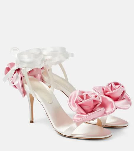Magda Butrym Floral-appliqué satin sandals 1