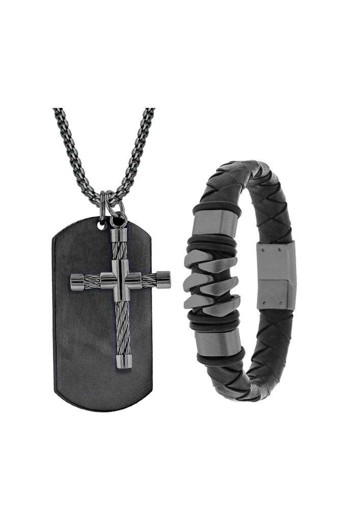 AMERICAN EXCHANGE Cross Pendant Necklace & Bracelet Set