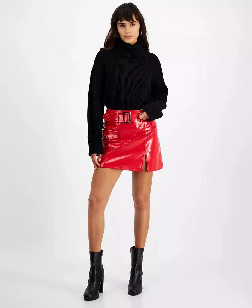 Bar III Women's Patent Belted Mini Skirt, Created for Macy's 1