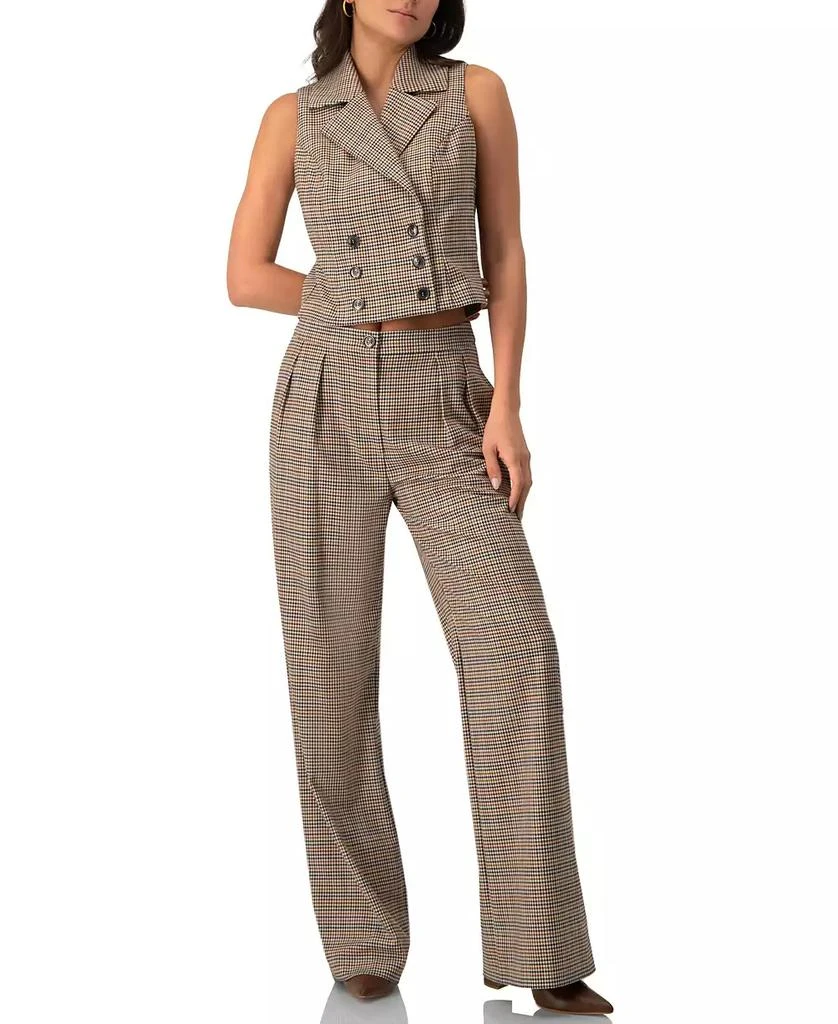 Ivonne Women
s Straight Pleated Patterned Trousers Pants 4