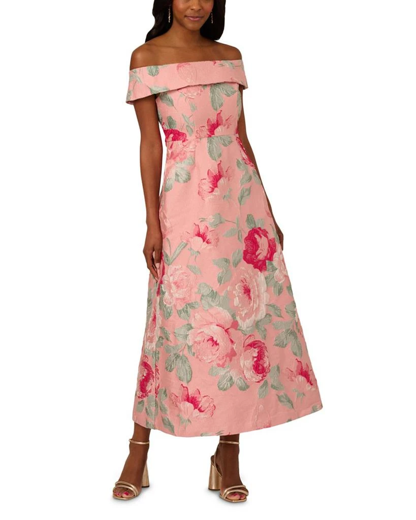 Adrianna Papell Off The Shoulder Jacquard Dress 1