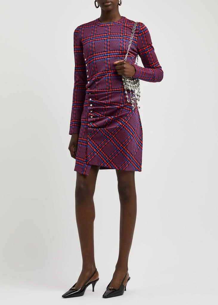 RABANNE Checked-intarsia knitted mini dress  4
