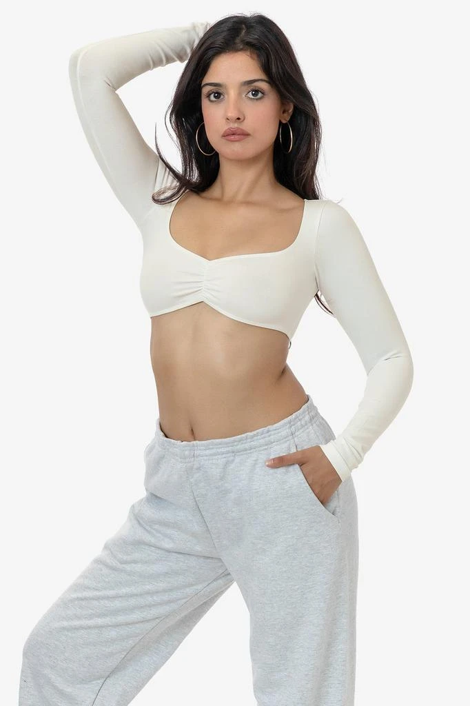 Los Angeles Apparel 8387GD - Garment Dye Ruched Long Sleeve Micro Crop Top 1