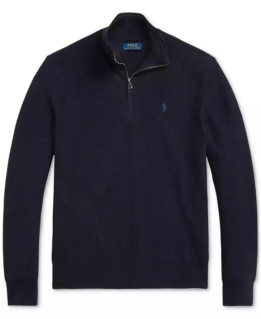 Ralph Lauren Men's Mesh-Knit Cotton Quarter-Zip Sweater 5