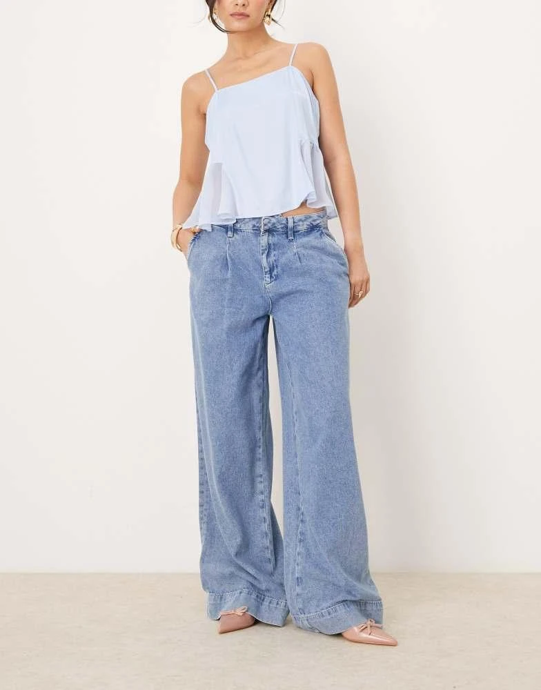 River Island River Island tailored baggy jean in midwash blue 1