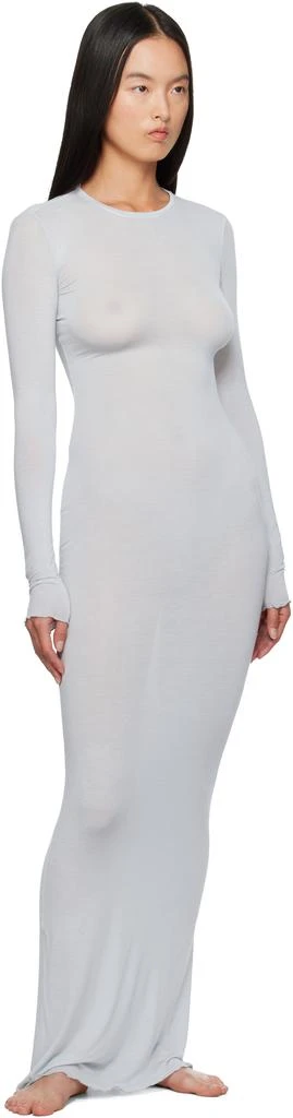 SKIMS SSENSE Exclusive Blue Sheer Modal Long Sleeve Maxi Dress 4