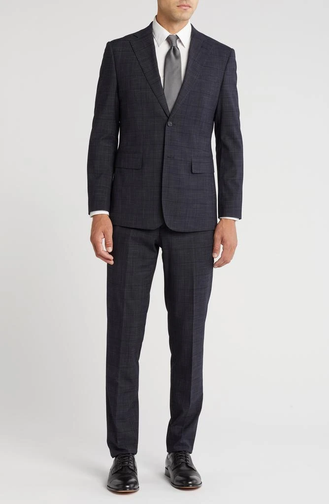 English Laundry Plaid Trim Fit Notch Lapel Two-Piece Suit