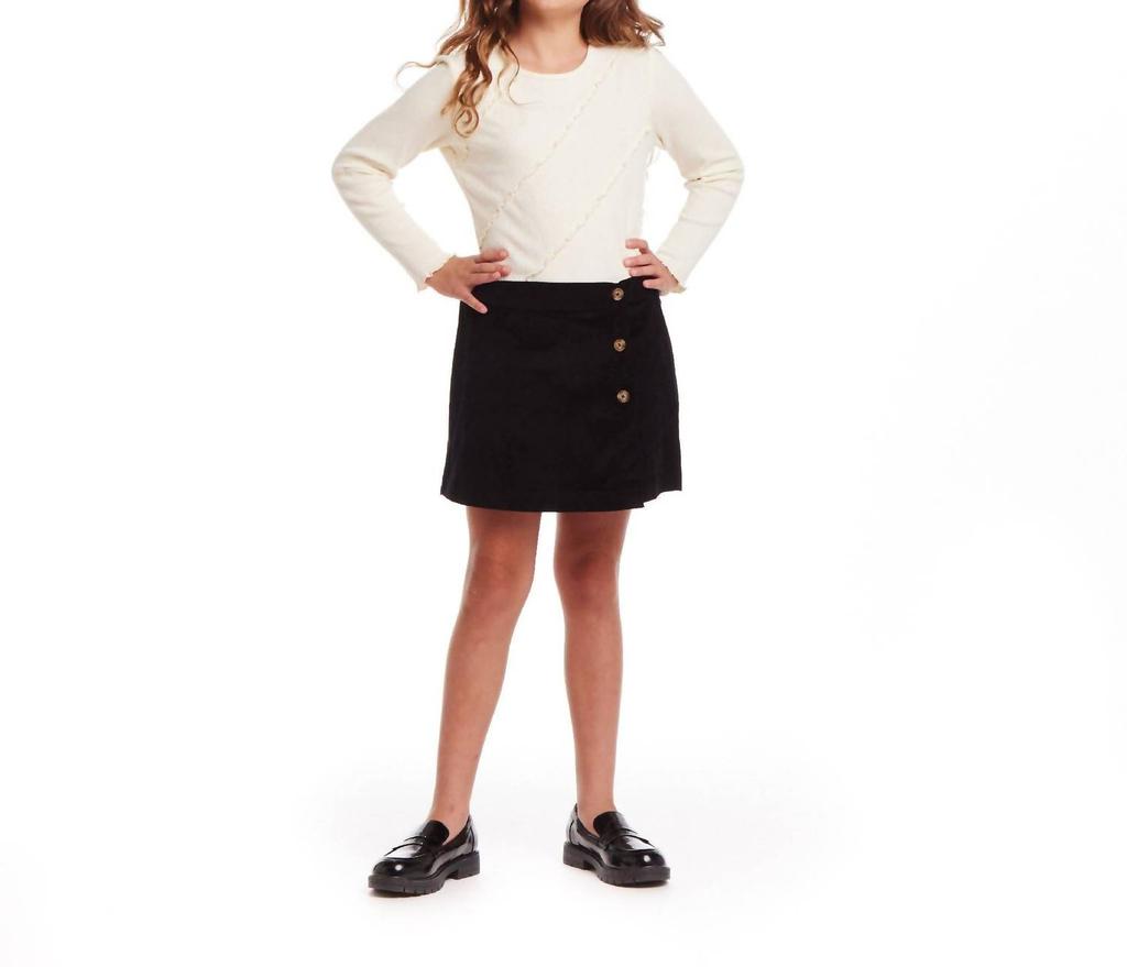 Andy & Evan Andy & Evan - Rib Knit Long Sleeve Top & Corduroy Skirt Set