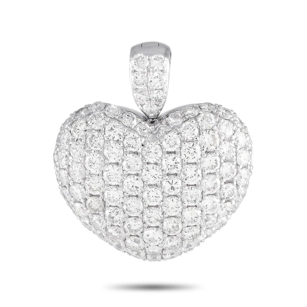 Non Branded 18K White Gold 2.80ct Diamond Heart Pendant APD-4446