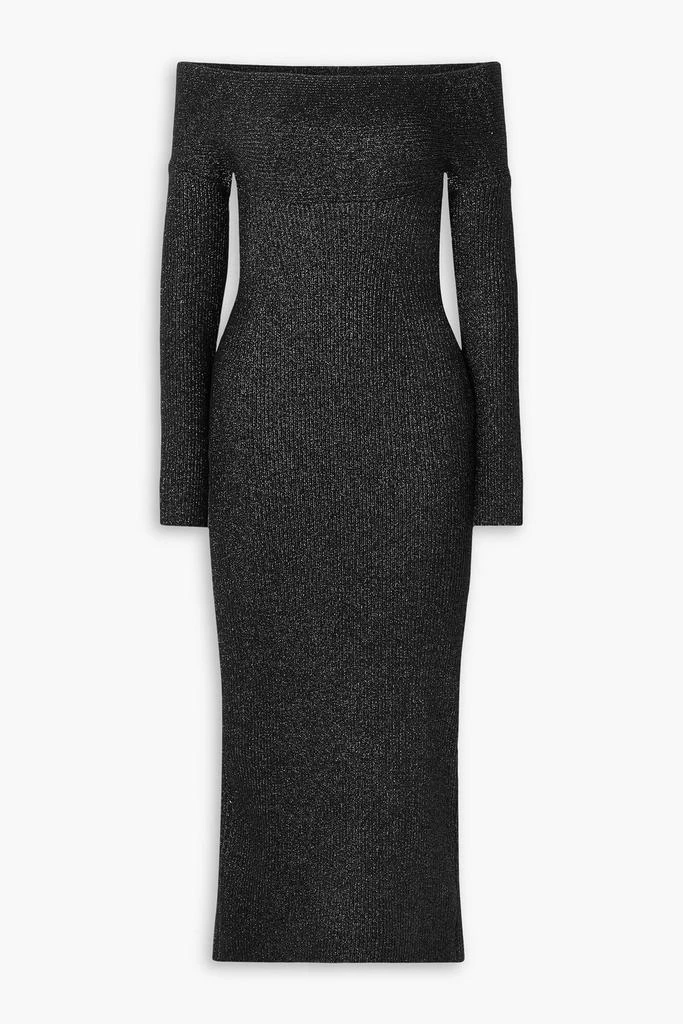Khaite Marisole cutout metallic ribbed-knit midi dress 1