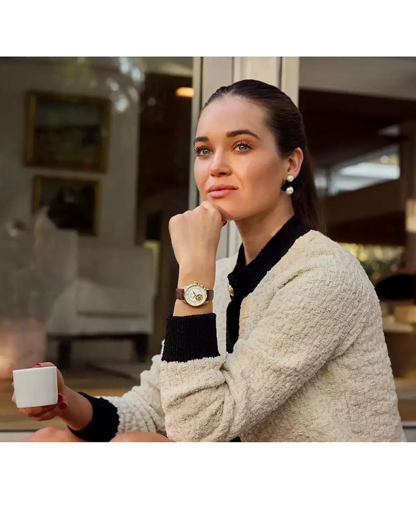 Bulova Women
s Sutton Automatic Brown Leather Strap Watch 34.5mm 4