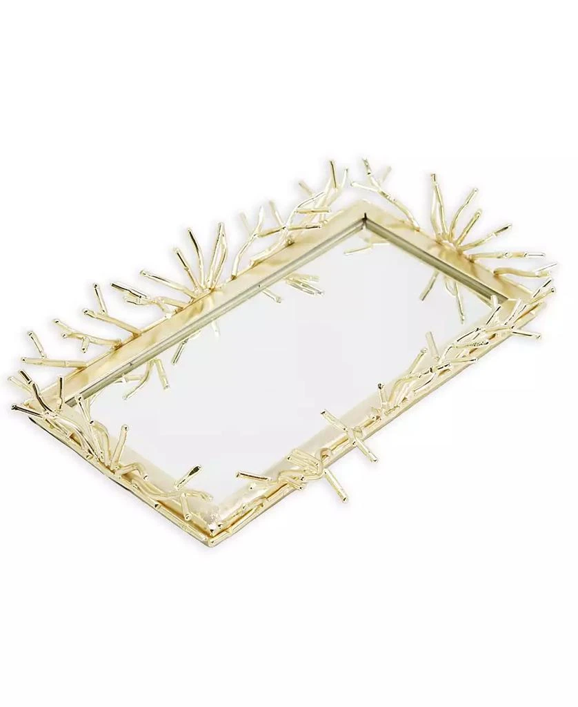 Classic Touch Rectangular Decorative Mirror Tray Design Border, 12" x 6" 3
