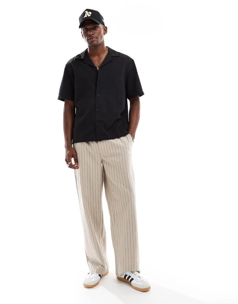 River Island River Island seersucker shirt in black 4