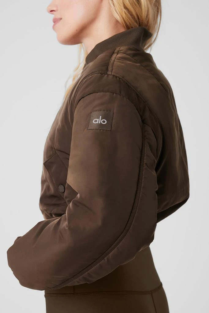 Alo Cropped Break Line Bomber Jacket - Espresso 4