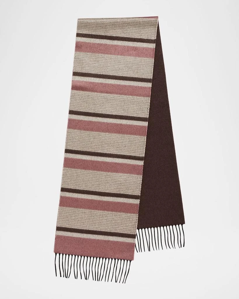 PIACENZA 1733 Men
s Rascar Solid to Stripe Silk and Cashmere Scarf