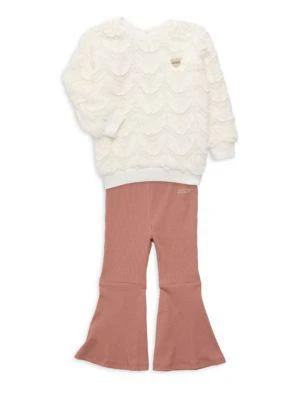 Tommy Hilfiger ​​Baby Girl’s 2-Piece Faux Fur Sweatshirt & Pants Set 1