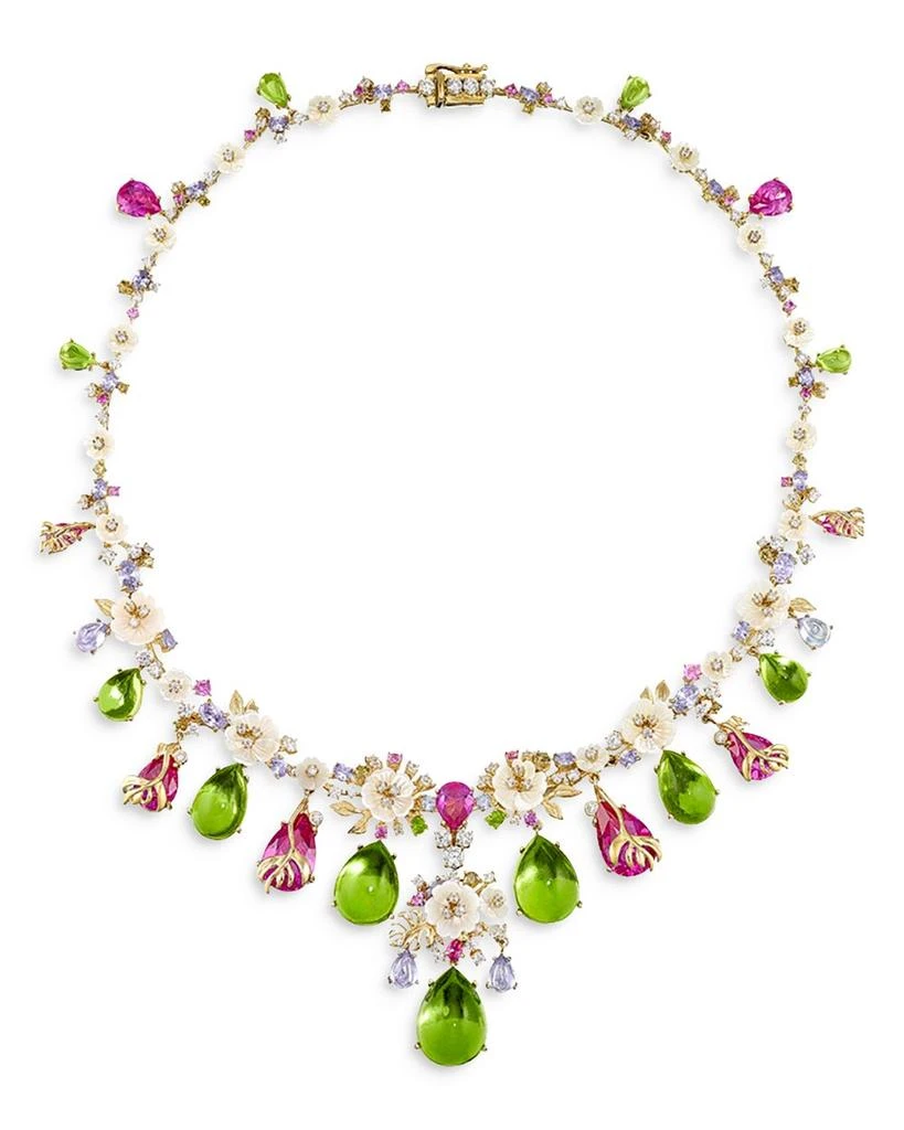 Anabela Chan 18K Yellow Gold Plated Sterling Silver Palms Collection Synthesized Gemstone & Simulated Diamond Peridot Paradise Necklace, 16.5" 1