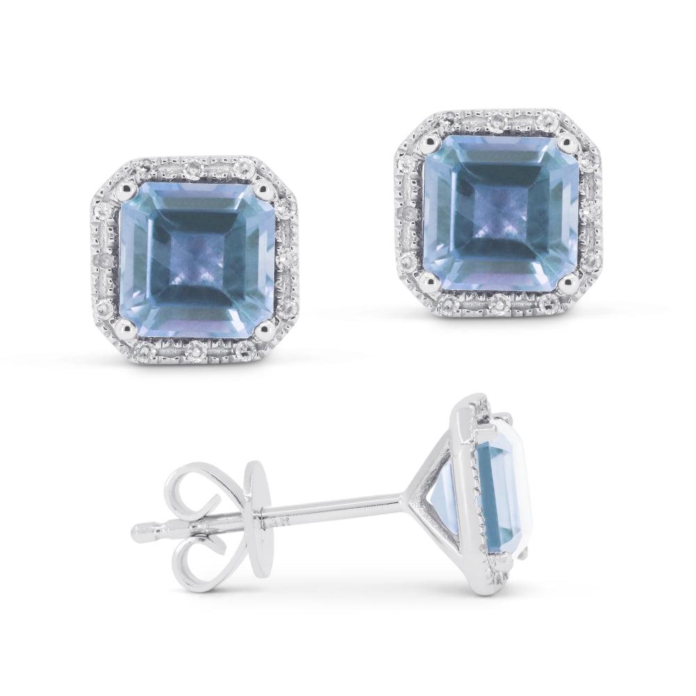 SSELECTS 6.5 16.9 Mm 2.08Ct Swiss Blue Topaz Stud Earrings In 14K White Gold