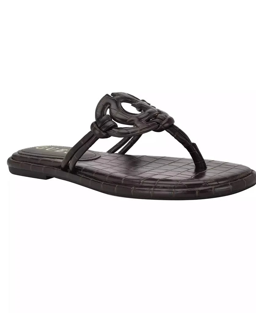 GUESS Women's Saime Embellished G Cutout Flat Thong Sandals 6