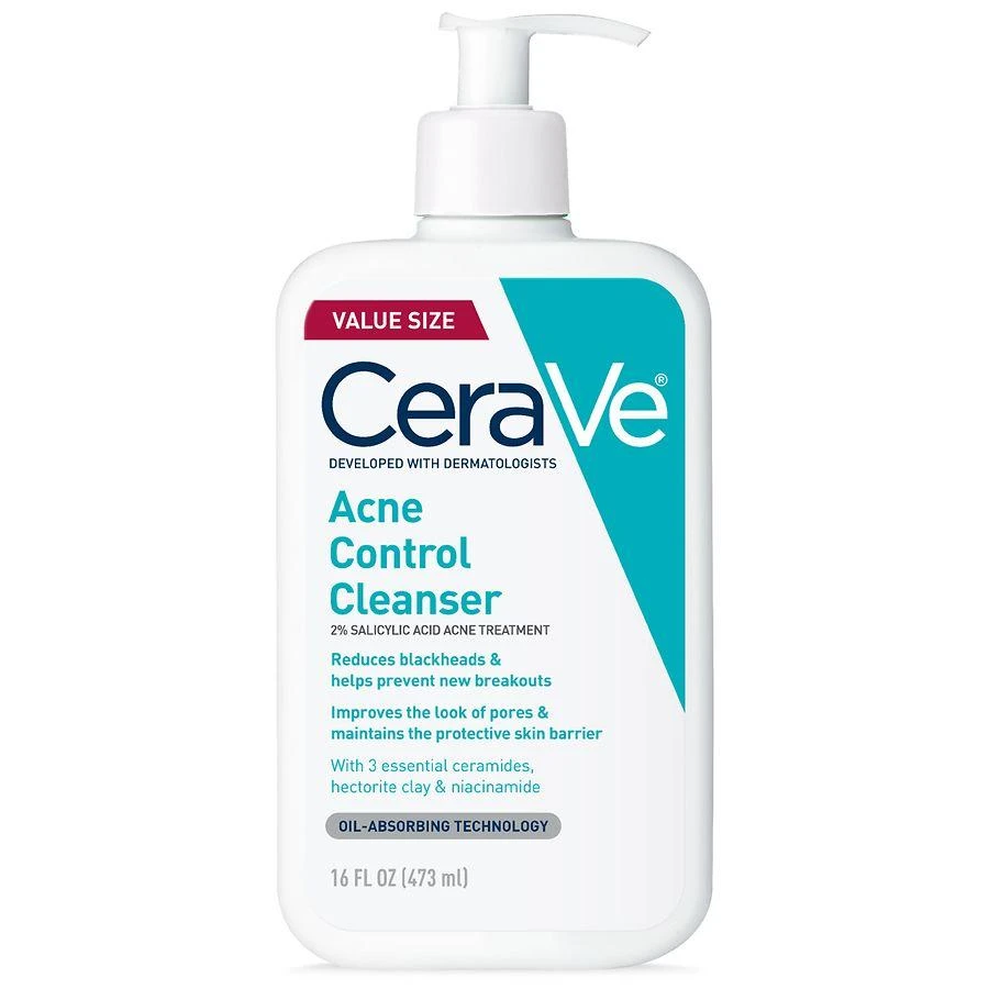 CeraVe Acne Control Face Cleanser with 2% Salicylic Acid & Purifying Clay for Oily Skin Fragrance Free 3