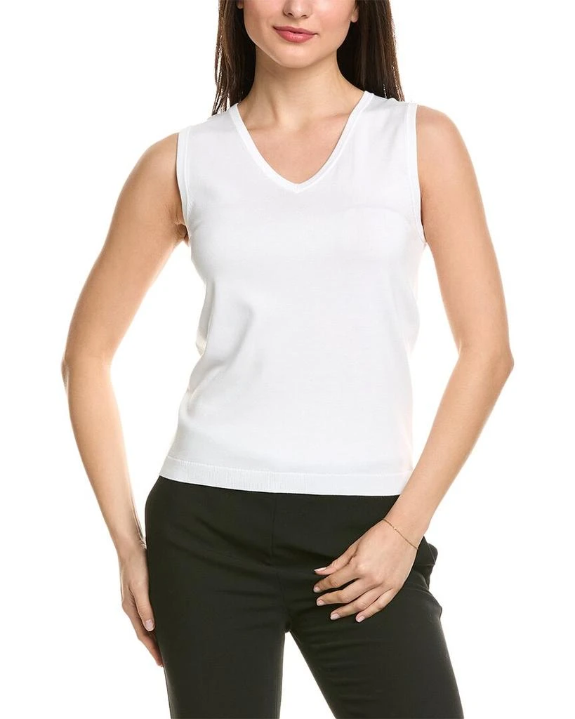 St. John Solid Jersey Knit V- Neck Shell 1