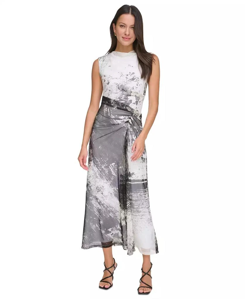 DKNY Women's Sleeveless Cowlneck Side-Ruched Dress 1
