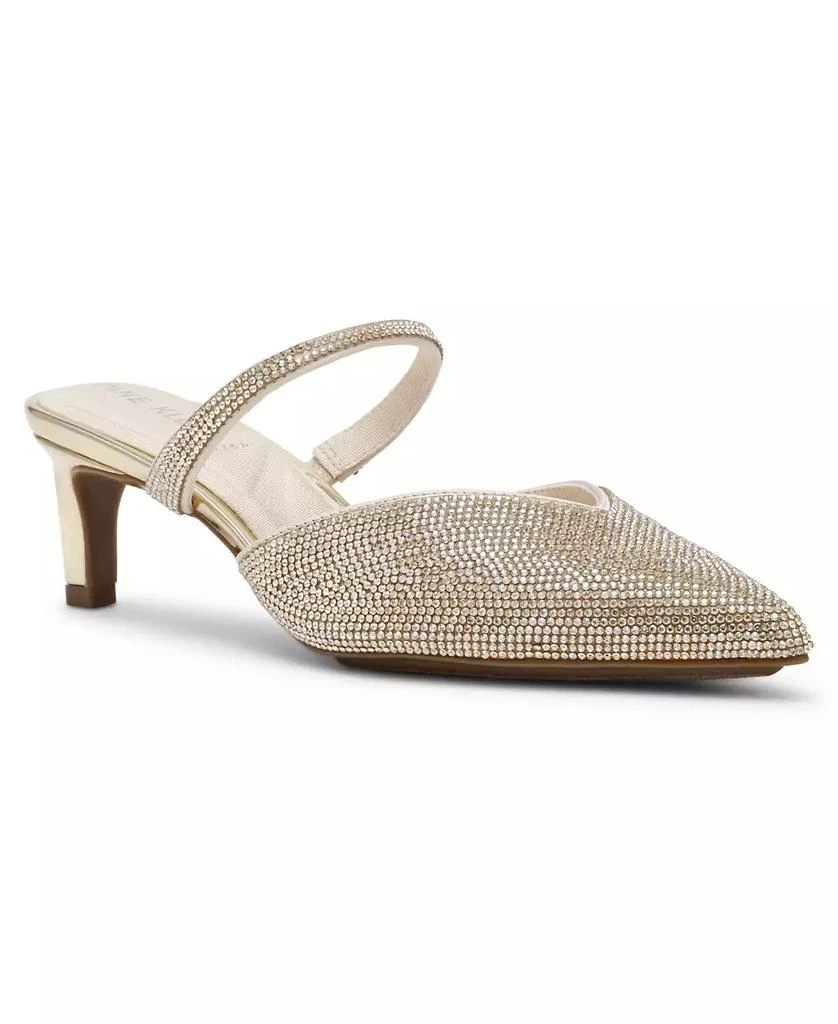 Anne Klein Women's Idina Crystal Kitten Heel Mules 1