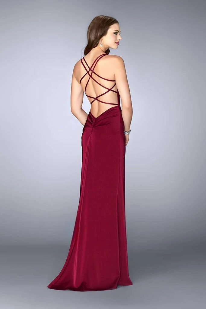 La Femme La Femme - GATHERED JERSEY DRESS WITH A SIDE SLIT 3