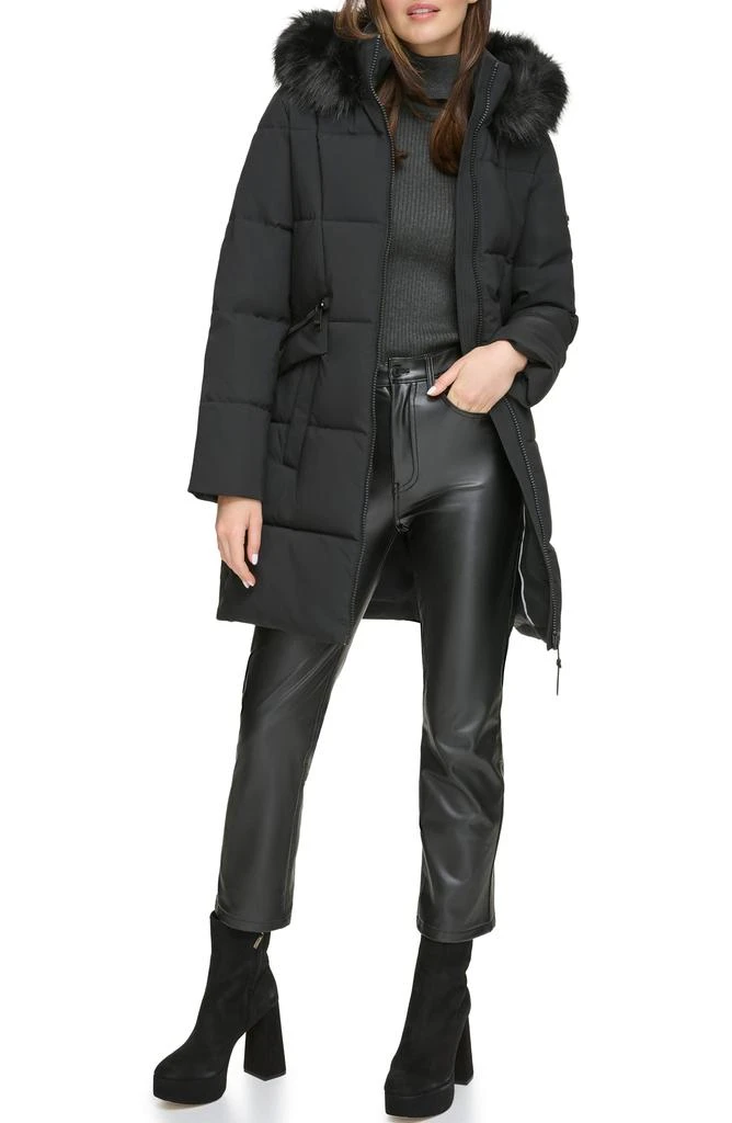 DKNY Puffer Jacket with Faux Fur Hood 5