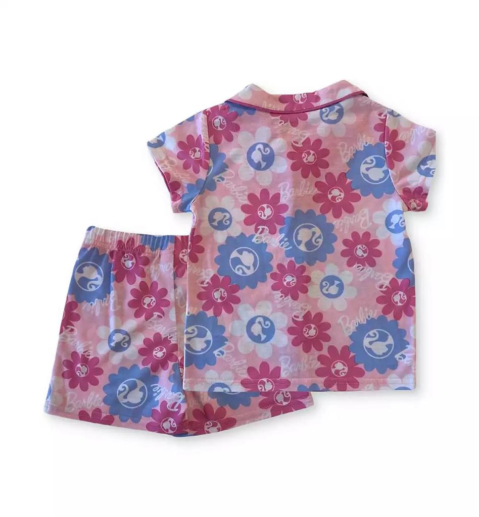 Barbie Toddler Girls Button-Down Shorts Pajama Set