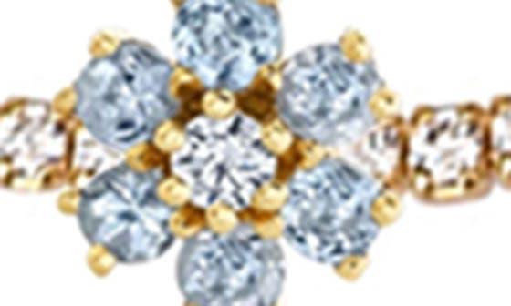 Gabi Rielle 14K Gold Plated Sterling Silver Aquamarine Flower Tennis Bracelet