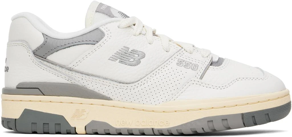 New Balance White & Gray 550 Sneakers 1