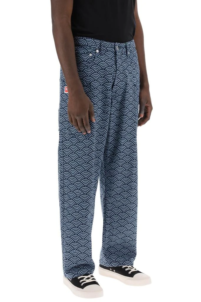 Kenzo monkey workwear jeans with seigaiha print 2