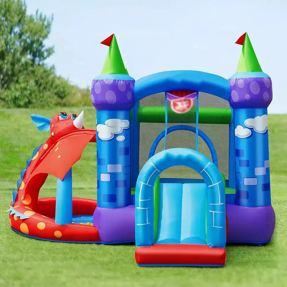 Slickblue Kids Inflatable Bounce House Dragon Jumping Slide Bouncer Castle Fun Outdoor Playset for Kids 3