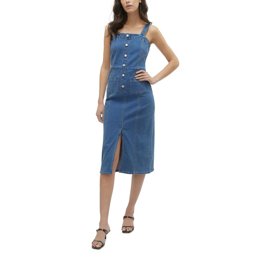 Vero Moda Women's Saila Sleeveless Denim Slit-Front Midi Dress 3